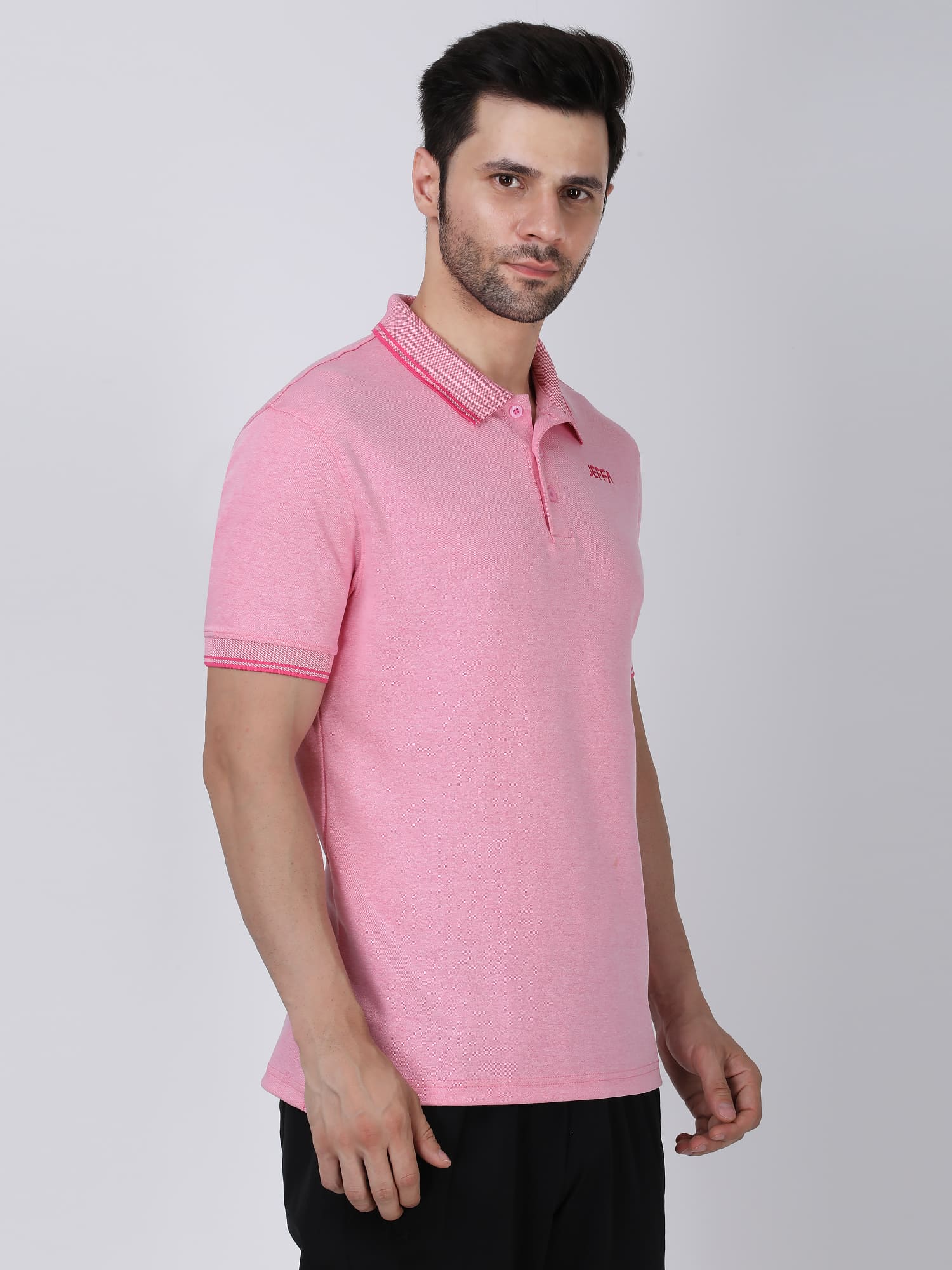 Jeffa Pink Essential Polo T-shirt For Men