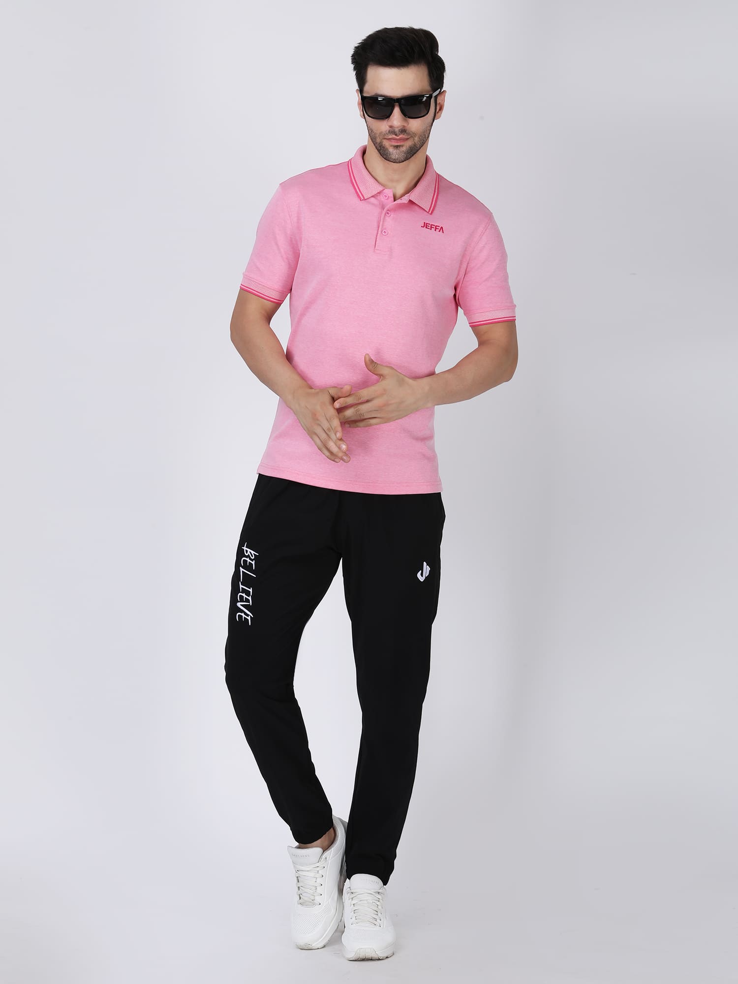 Jeffa Pink Essential Polo T-shirt For Men